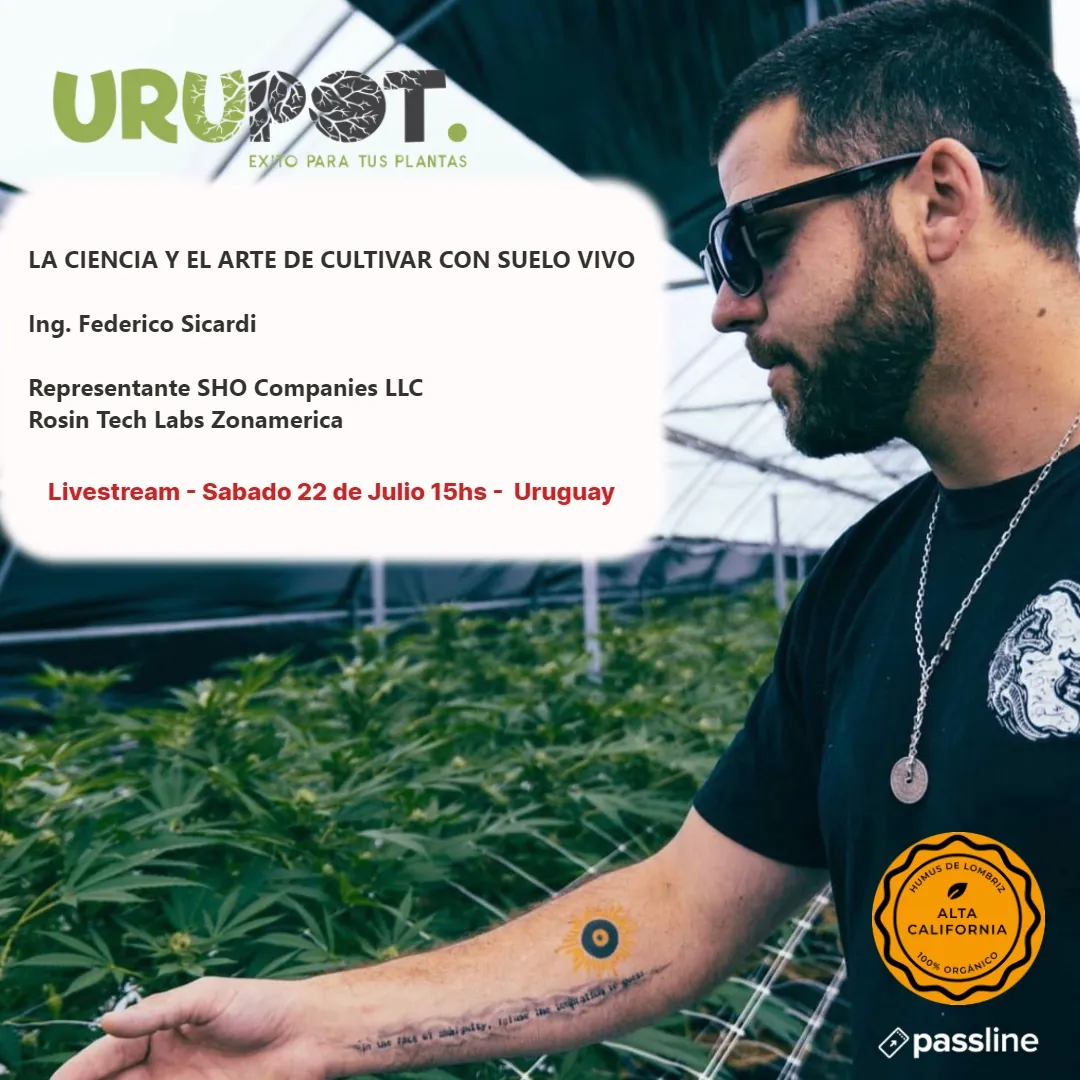Flyer de la charla La ciencia y el arte de cultivar con suelo vivo en Urupot
